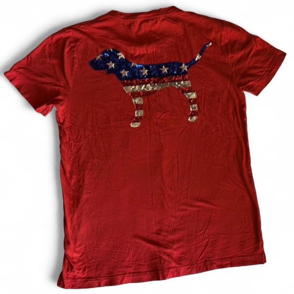 VS PINK American Flag Sequin Bling Dog T-Shirt S - Picture 4 of 5